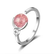 3PCS Copper Woman Fashion Jewelry Pink Rotating Ball Ring Adjustable Size Open Ring