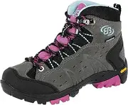 [Brütting] Girls' Mount Bona Kids High Rise Hiking Shoes, Grey (Grau/Lila/Blue Grau/Lila/Blue)