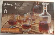 Libbey Madison Decanter Set, Whiskey, 6 Pieces, NIB