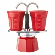 BIALETTI Mini Express Espresso Moka Pot 2 cup ltd ed set red