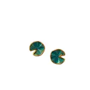 Green Lotus Leaf Summer Stud Earrings Elegant Floral Earrings for Women Jewelry