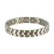 Magnetic Therapy Men's Titanium Silver Tone Finish 8.5 inch Link Bracelet