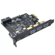 USB 3.2 GEN1 PCIE Expansion Card 5-Port 2*Type-C 3*USB-A 19-Pin Adapter 5Gbps