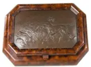 Box TRADITIONAL Lodge Bird Dogs Lidded Hinged Jewelry Decorated Resin Hand-Cast