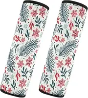 Car Seat Belt Pads 2 Piecing Soft Unique Car Safety Seat Belt Strap Shoulder Pad Backpack Shoulder Strap Pad Cover Car Accessories for Adults and Kids M Christmas Foliage Snowflakes Crystal