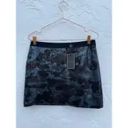 Ted Baker Womens London Camouflage Sequin Mini Skirt Black Blue Sz 2