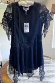 Pretty Angel Black Floral Lace with Netting Women’s Black Dress/Top Size S NWT