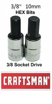 3/8 and 10mm HEX Socket BITS Set - 3/8dr SAE MM head ratchet drive allen key