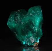 Calcite on Dioptase Thumbnail, Tantara Mine, Congo
