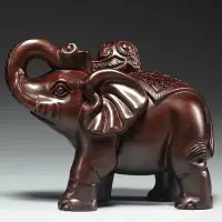 在飛比找樂天市場購物網優惠-黑檀木雕大象擺件實木質雕刻一對象旺財家居玄關辦公室裝飾工藝品
