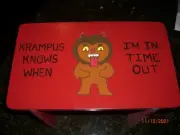 12" x 7" Solid Wood "Time Out" Krampus Christmas Kids Chair Stool Bench