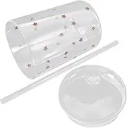 HEALSOPTHY Large Capacity Glass Straw Cup Can Shape Water Glass Tumbler Reusable Water Glasses