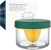KITCHENDAO 2 in 1 Lemon Orange Citrus Juicer with lid for Sanitary Storage, Manual Hand Squeezer with Built-in 16OZ Measuring Cup, Multi-function Manual Juicer with Reamers and Non-Slip Base, BPA Free