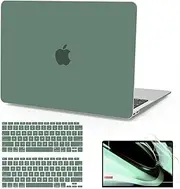 B BELK Compatible with MacBook Air 13 inch Case 2022 2021 2020 2019 2018 Release A2337 M1 A2179 A1932 Touch ID, Matte Plastic Hard Shell Case + Keyboard Cover + Screen Protector, Midnight Green