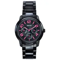 在飛比找momo購物網優惠-【GOTO】躍色純粹時尚陶瓷手錶-IP黑x桃刻度(GC610