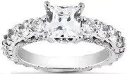 1.40 ct Semi-mount Round Graduated Diamond Ring Wedding Band for Princess 14K