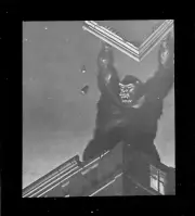 1933‘s KING KONG rips up building mounted b/w 3-1/2x4 concept art + blowup