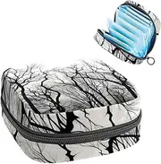 Period Bag,Sanitary Napkin Storage Bag,Black and White Vintage Tree,Tampon Holder for Purse