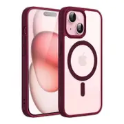 Case Clear Magnetic Shockproof Cover - For Apple iPhone 15 Pro Max (Wine)