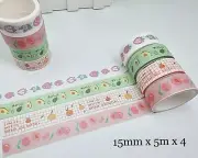 Japan Washi Tape Fruits 4 rolls set 15mm x 5m x 4 rolls MT452