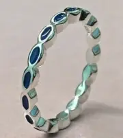 PANDORA | HARMONY BLUE ENAMEL TWIST RING ✪NEW✪ 190884EN36 RARE RETIRED 925ALE US