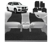 6D Diamond Car Floor Mats for BMW X3 2018-Current-Full Set-Black-Outback GT