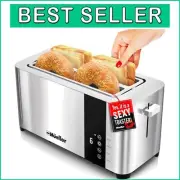 Premium Stainless Steel 4 Slice Toaster with 6 Browning Levels & Removable Tray