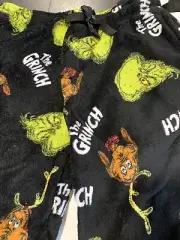 Dr. Seuss Mens The Grinch And Max The Dog Plush Pajama Pants MEDIUM