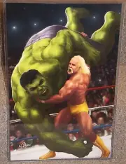 Hulk Hogan vs Incredible Hulk Glossy Art Print 11 x 17 In Hard Plastic Sleeve