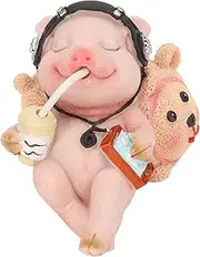 Pig Statue, Mini Funny Casual Musical Resin Pig Art Figurine, Mini Garden Statue Pig Indoor Outdoor Sculpture Lawn Ornaments for Tabletop Shelf Decoration