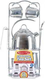 Melissa & Doug Stainless Steel Tea Set and Storage Stand