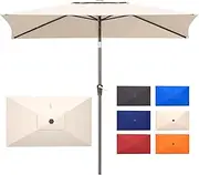 Pakarde 6.6x10ft Rectangular Patio Umbrella, 2 Tiers Outdoor Table Umbrellas with Push Button Tilt and Crank for Patio, Pool, Backyard, Deck, Picnic, Yard
