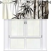 LHBWCVN Tree Image Chinese Calligraphy Valances for Windows, Rod Pocket Window Treatment Drapes Farmhouse Kitchen Curtains Short Blackout Window Curtains for Living Room Bedroom Decor 54x18 Inch