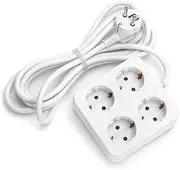 German Power Strip White 4 Way Without Switch 3m 3680W Child Protection