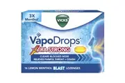 Vicks Vapodrops Xtra Strong Lemon Menthol Blast 16 Pack