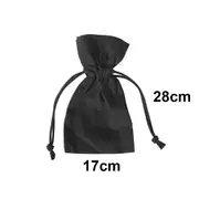 Calico Drawstring Gift Bag Black S5- 28x17cm