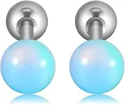 [Niaspi] 20G G23 Titanium Opal Cartilage Stud Earrings for Women Cute Small Ball Conch Helix Tragus Rook Screw Back Earring Studs Hypoallergenic Body Piercing Jewelry