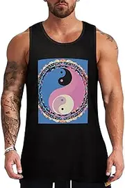 [NQHJT] Men Tank Tops Yin Yang Pattern Sleeveless T Shirts for Men's Fitness Quick Dry Gym Tank Top for Men