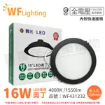 (6入) 舞光 LED 16W 4000K 自然光 全電壓 15CM 黑殼 奧丁 崁燈 _ WF431232