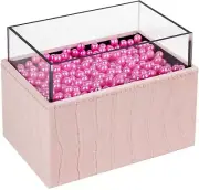 Leather Makeup Brush Cosmetic Organiser Storage Box with Pink Pearls and Acrylic