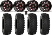 Fuel Lethal 14" Wheels Red 28" ATX470 Tires Polaris RZR Turbo S / RS1