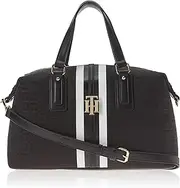 [Tommy Hilfiger] Women's Jaden Satchel Crossbody Bag, Tonal Black, One Size