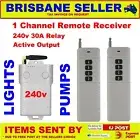1 CHANNEL REMOTE CONTROL SWITCH 240v 30A RELAY + 2 REMOTES PUMP SOLAR LIGHTS