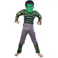 在飛比找Yahoo!奇摩拍賣優惠-萬圣節綠巨人肌肉服裝兒童浩克英雄聯盟coaplay舞臺裝扮表