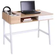 Writing Desk, Computer Workstation with Drawer, Storage Compartments, Cable Mana