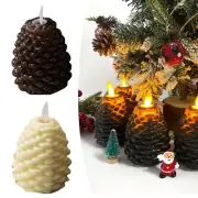 Pinecone Flameless Candle Flickering With Timer Battery Operated Real Wax LED