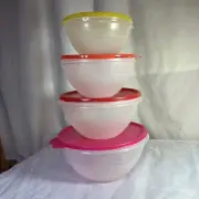 New Tupperware Storage Wonderlier Bowls Set Of 4 #4940 #4865 #4864 #4863 Nesting