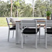 Balmoral 1.8m Teak Top Aluminium Table with 6 Capri Dining Chairs - Outdoor Dining Settings