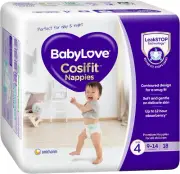 Babylove Cosifit Nappies Size 4 (9-14Kg) | 72 Pieces (4 X 18 Pack)