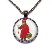Carl Larsson Art Brita As Iduna - Handmade Round Glass Pendant Necklaces